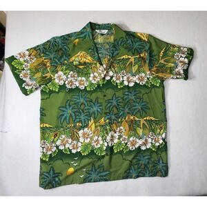 Alvish  Mens Floral Scenic Beach Aloha Party Hawaiian‎ Shirt Size XL